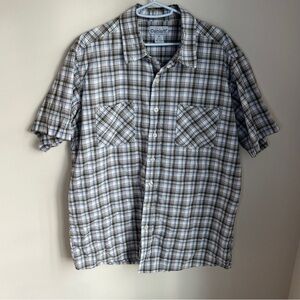 Carhartt Blue Green Plaid Short Sleeve Button Down Shirt Men’s Size XL Tall